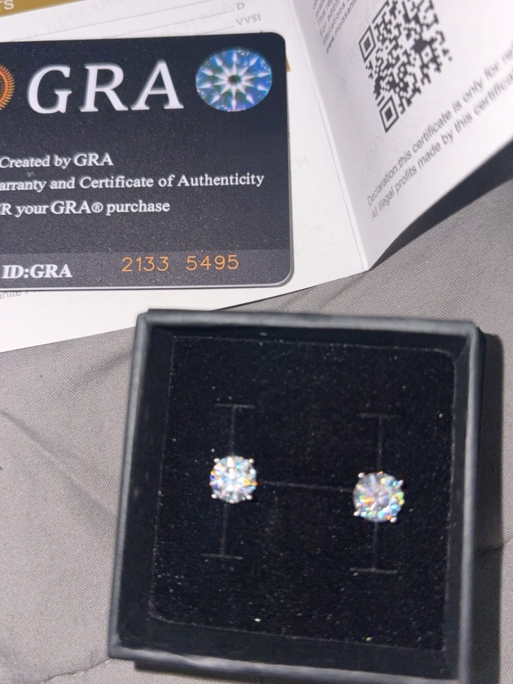 GRA Approved Moissanite Earrings 6.5mm Round Brilliant Cut With Gra Certificate
